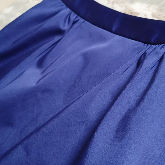 Talbots Petites Special Occasion Violet Satin Maxi Pencil Skirt w Pockets - Picture 7 of 17